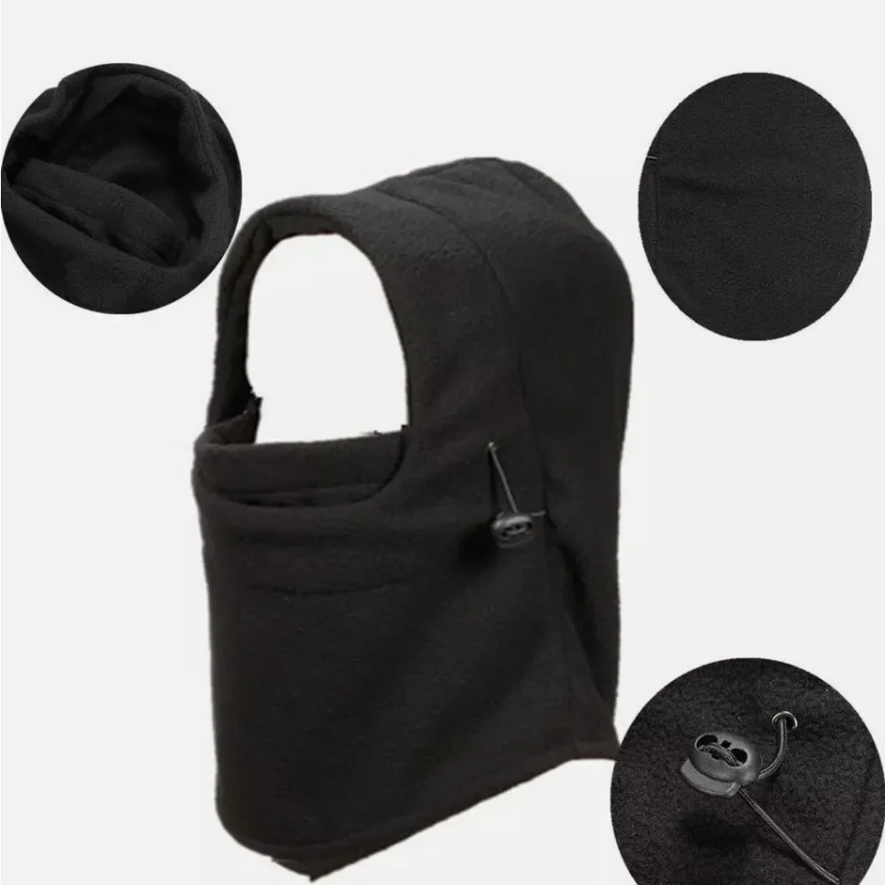 2 Pack Black Winter Fllece Ski Full Face Mask Adjustable Neck Warmer Hood Cap